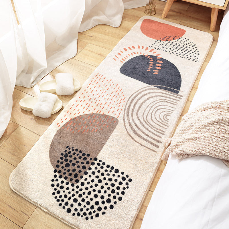 Trendy Plant Printed Rug Multi Colored Lamb Wool Area Carpet Anti-Slip Backing Easy Care Washable Rug for Bedroom