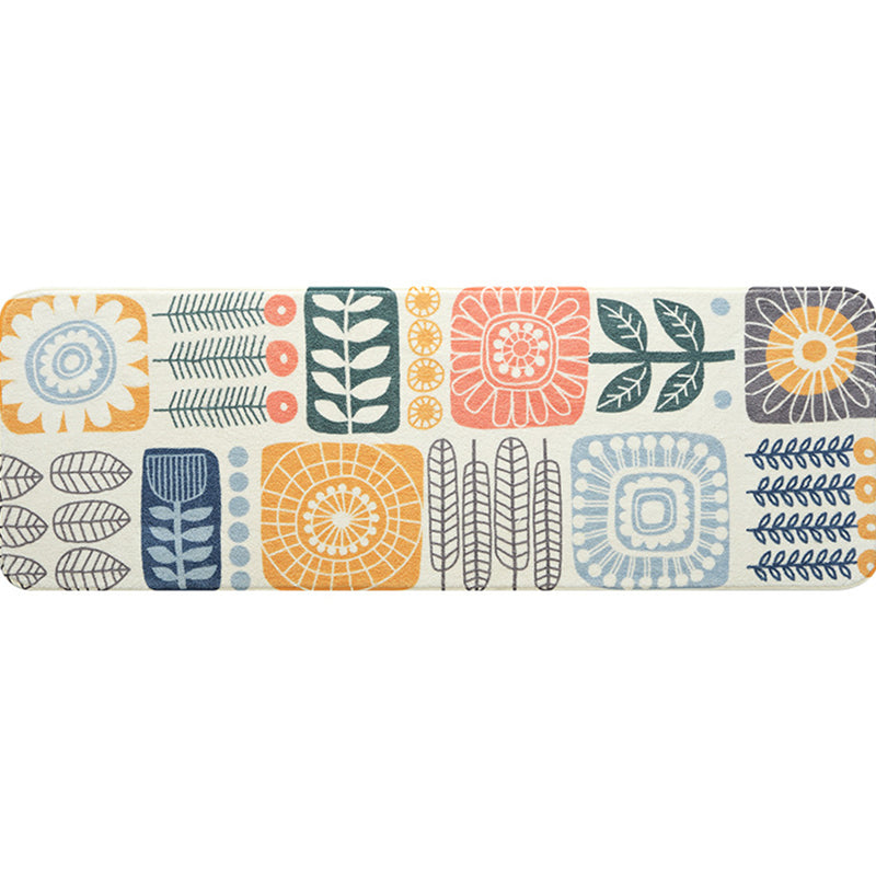 Trendy Plant Printed Rug Multi Colored Lamb Wool Area Carpet Anti-Slip Backing Easy Care Washable Rug for Bedroom