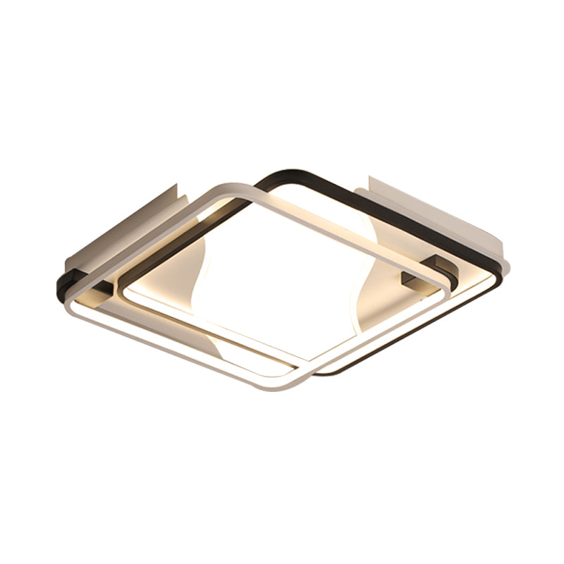 Lampada da incasso a LED per camera da letto larga 18"/22"/31,5" con paralume acrilico quadrato/rettangolare Lampada da soffitto modernista a incasso in bianco e nero in luce bianca/calda