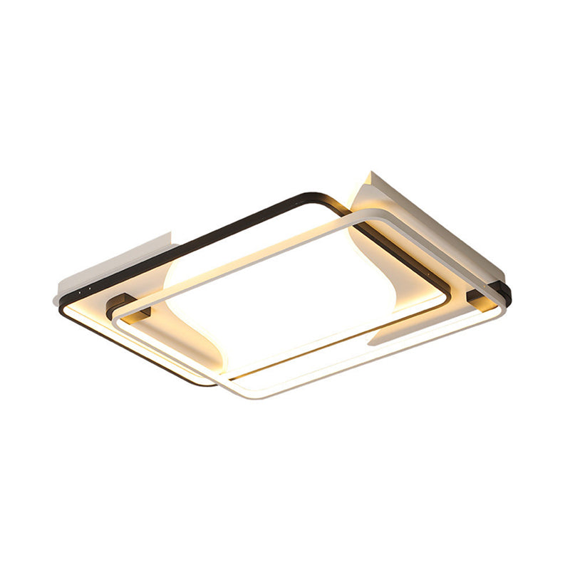 Lampada da incasso a LED per camera da letto larga 18"/22"/31,5" con paralume acrilico quadrato/rettangolare Lampada da soffitto modernista a incasso in bianco e nero in luce bianca/calda