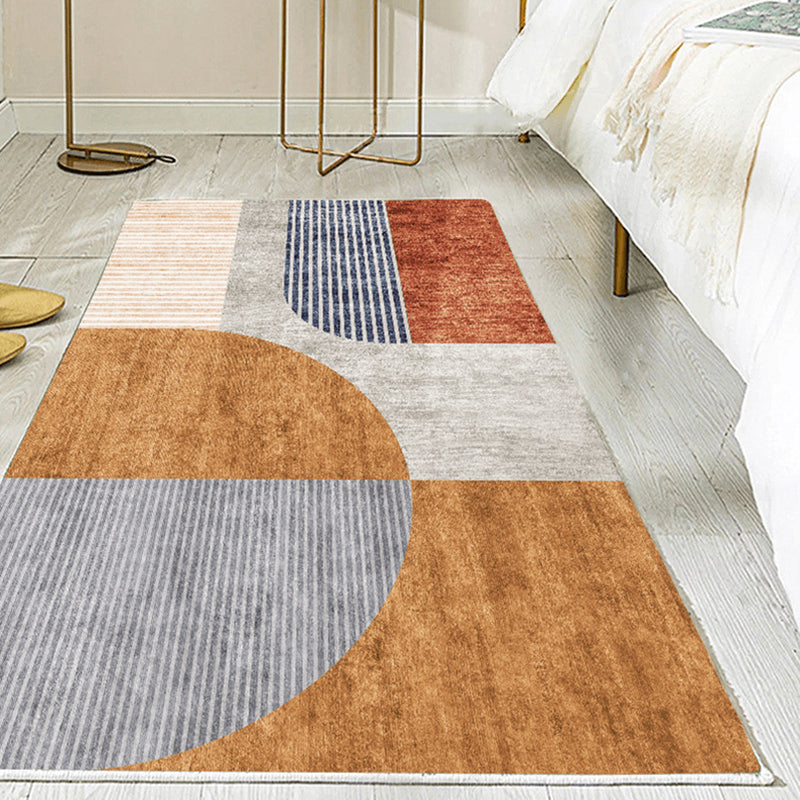 Fancy Bedroom Rug Multi Colored Geometric Print Area Carpet Polypropylene Non-Slip Backing Easy Care Area Rug