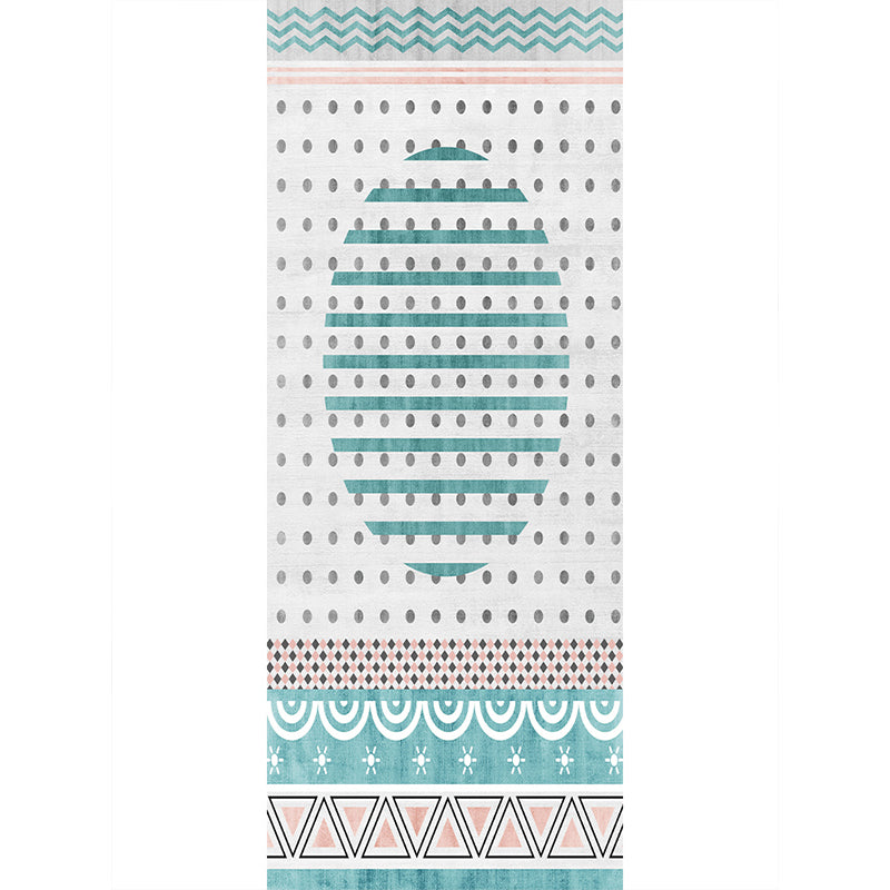 Fancy Bedroom Rug Multi Colored Geometric Print Area Carpet Polypropylene Non-Slip Backing Easy Care Area Rug