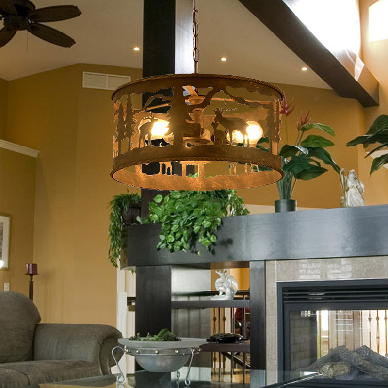 3 lumières lustre à tambour éclairage