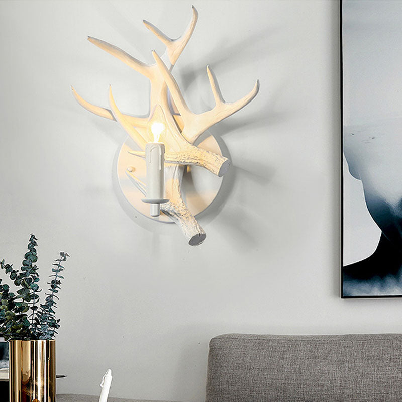 Resin White Sconce Light Fixture Open Bulb 1-Light Classic Wall Mounted Lighting