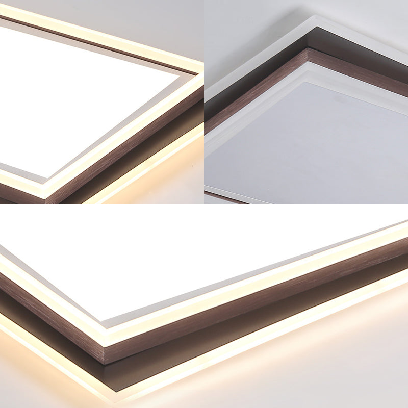 Lámpara de montaje cuadrado/rectangular de descarga de metal moderno led de techo de montaje en blanco de montaje en blanco con difusor rebajado en luz blanca/cálida, 16 "/19,5" /35.5 "