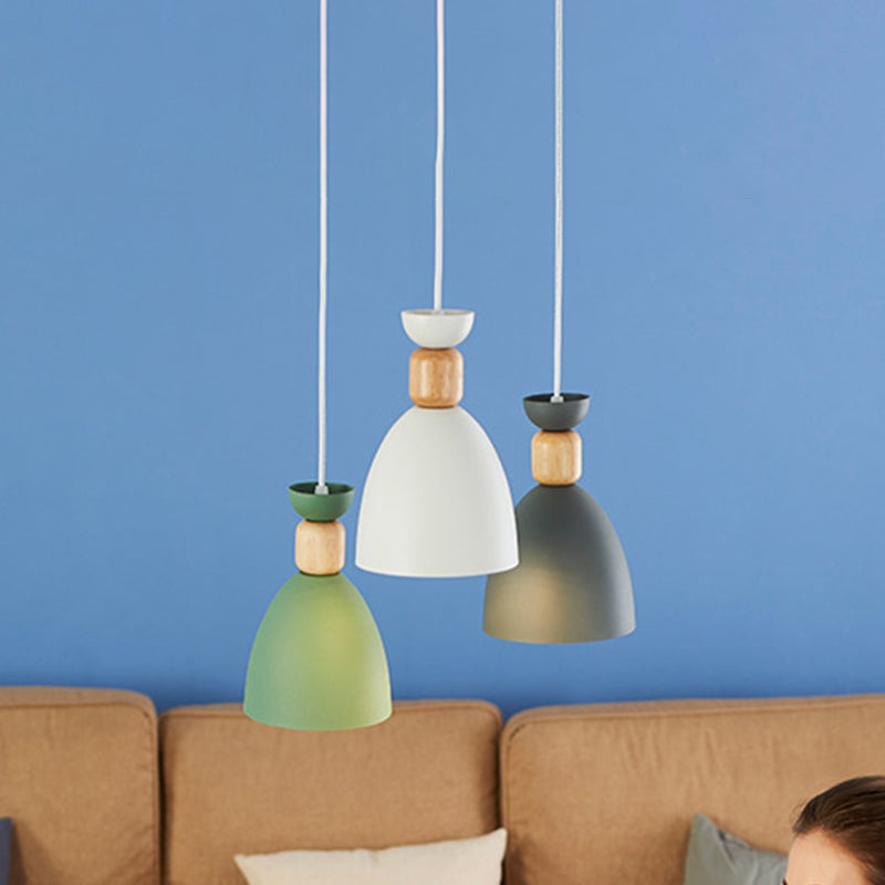 Wine Cup Shaped Multi Pendant Light Nordic Metal 3 Bulbs White Hanging Lamp over Table