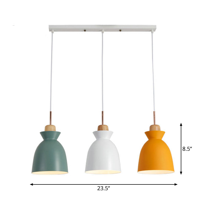 Bell Multi Light Anhänger Makkaron Metall 3 Leuchten Esszimmer Deckenbeleuchtung in Weiß