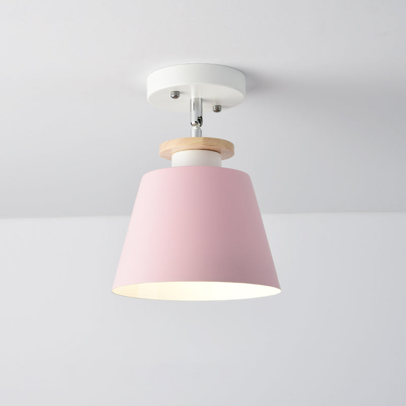 Upside-Down Trifle Ceiling Flush Light Macaron Metal 1-Light Corridor Adjustable Semi Flush Mount Lighting