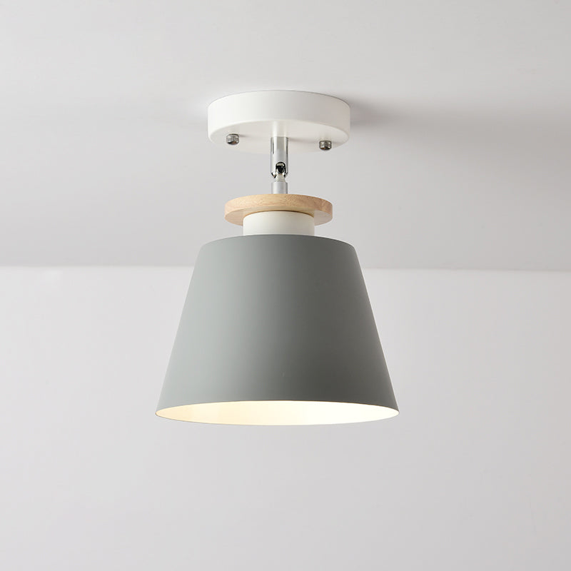Upside-Down Trifle Ceiling Flush Light Macaron Metal 1-Light Corridor Adjustable Semi Flush Mount Lighting
