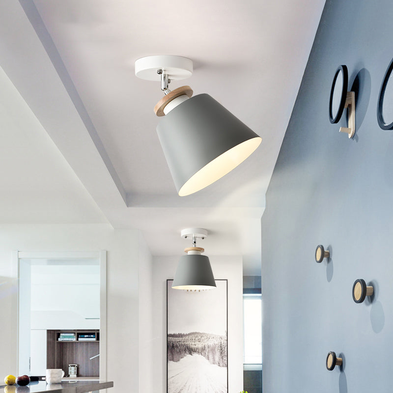 Upside-Down Trifle Ceiling Flush Light Macaron Metal 1-Light Corridor Adjustable Semi Flush Mount Lighting
