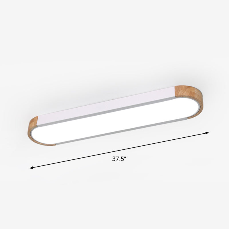 Oblong Corridor Led Surface Mount Ceiling Light Acrylic Minimalist Flush Mount Lamp in Grey and Wood