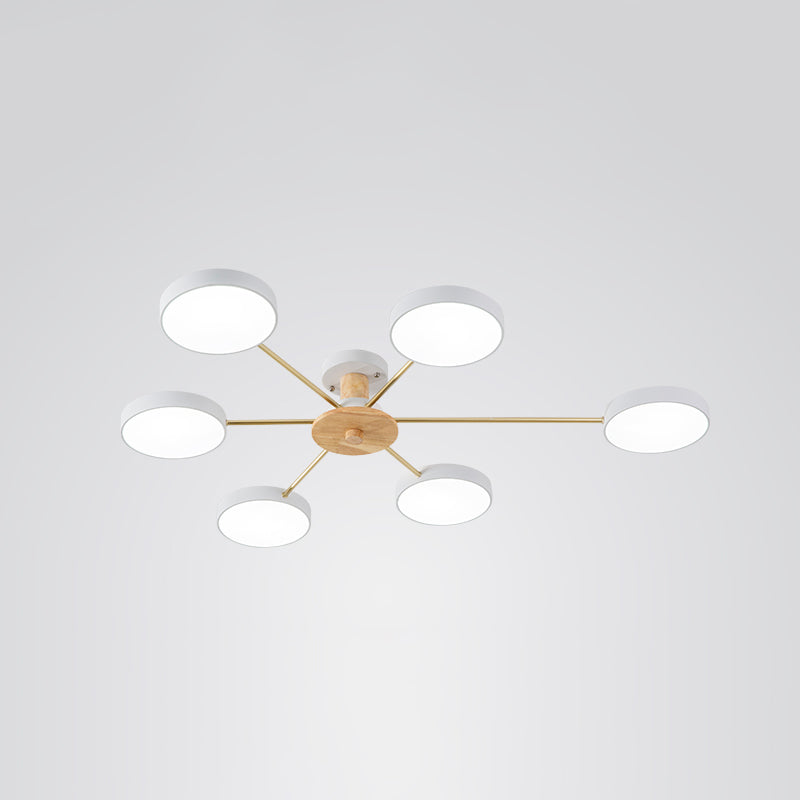 Molécula minimalista LED Light Light Sala de estar acrílico Semi Flush Chandelier