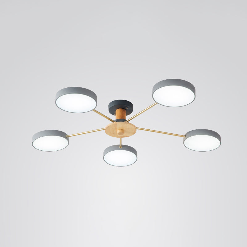 Molécula minimalista LED Light Light Sala de estar acrílico Semi Flush Chandelier