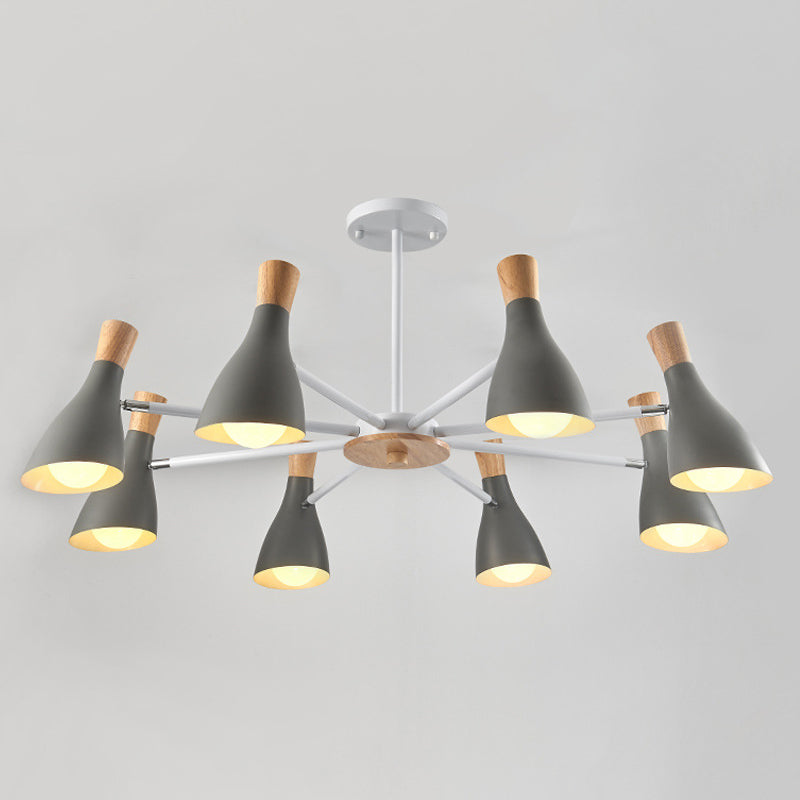 IJzeren bias-gesneden fles kroonluchter lamp macaron stijl houten hanger licht voor woonkamer