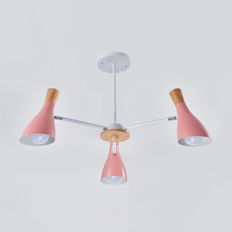 IJzeren bias-gesneden fles kroonluchter lamp macaron stijl houten hanger licht voor woonkamer