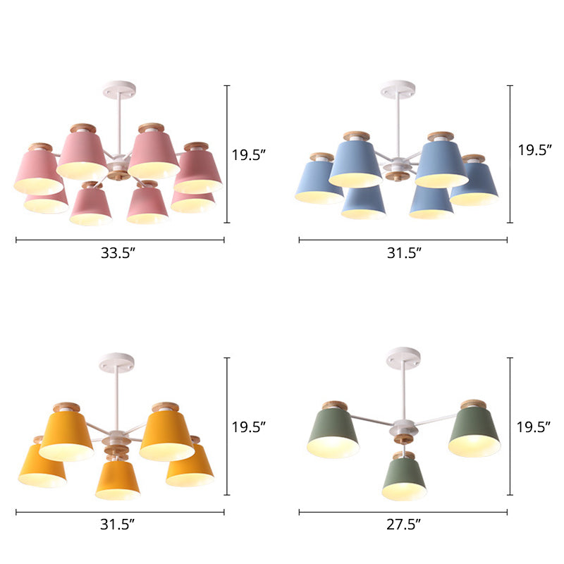 Macaron Trifle Cup -vormige kroonluchter metallic eetkamer plafond hanglampje met hout deco