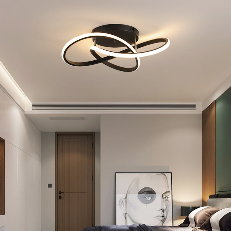 Bedroom LED Ceiling Lamp Simplicity Semi-Flush Light Fixture with Acrylic Strip Shade