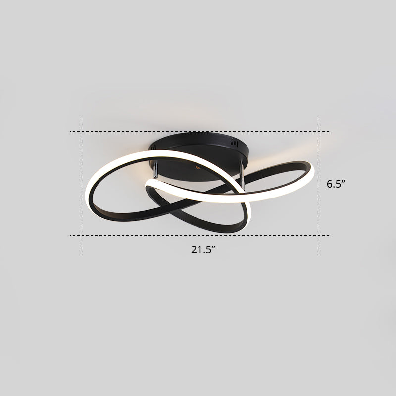 Bedroom LED Ceiling Lamp Simplicity Semi-Flush Light Fixture with Acrylic Strip Shade
