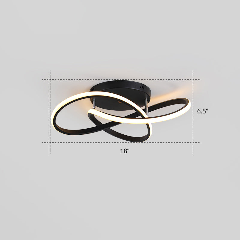 Bedroom LED Ceiling Lamp Simplicity Semi-Flush Light Fixture with Acrylic Strip Shade