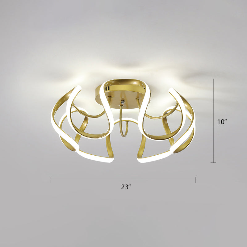 Seamless Curves Acrylic Ceiling Lighting Modern LED Semi Flush Mount Lighting for Bedroom