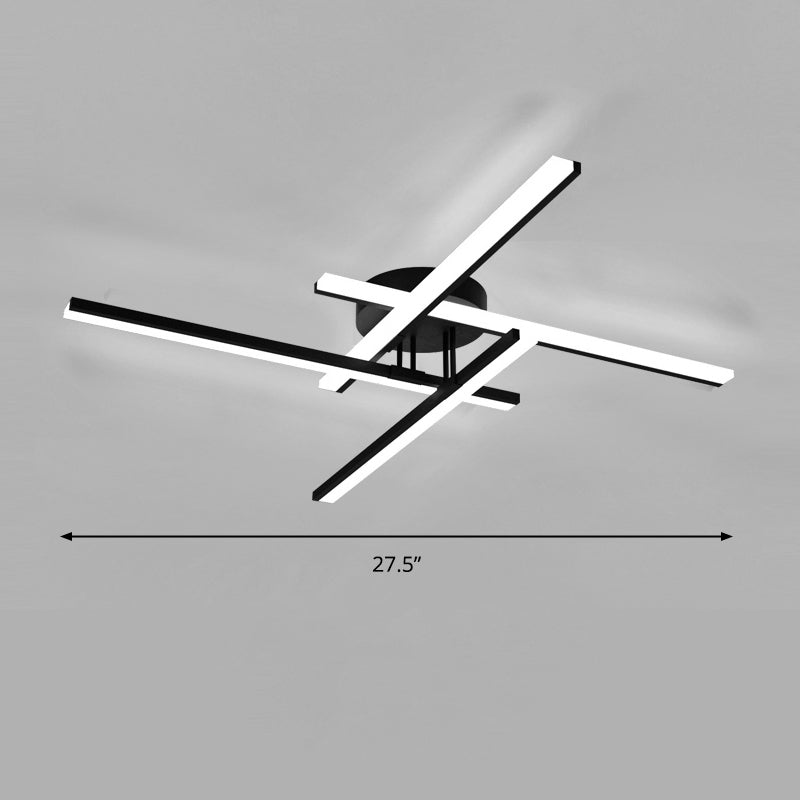 Arte de línea minimalista, Sala de estar metálica semiincrustada, luz de techo LED negra