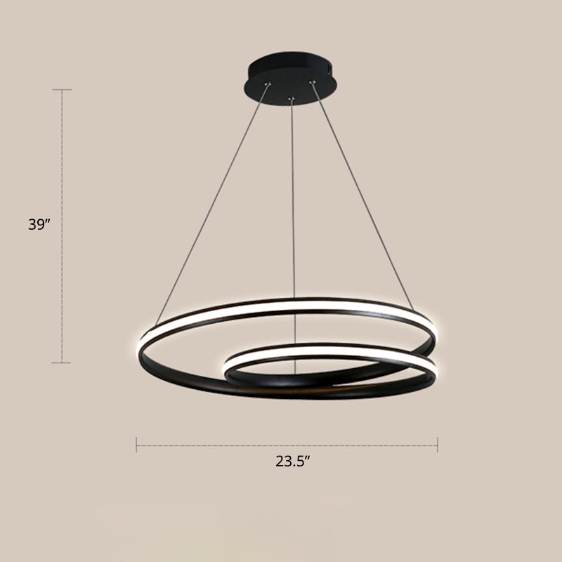 Loop Shaped Dining Room Suspension Lamp Aluminum LED Minimalist Chandelier Light