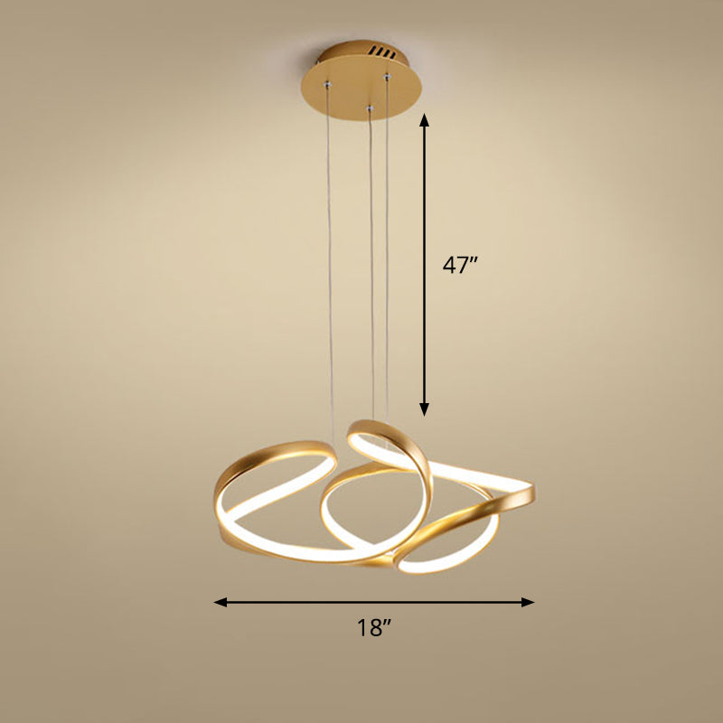 Lampada per il ristorante in metallo Twisty Led Lamting Lamping Slease Gold Hanging Lampada per il ristorante