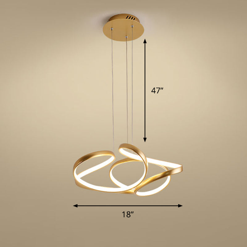 Lampada per il ristorante in metallo Twisty Led Lamting Lamping Slease Gold Hanging Lampada per il ristorante