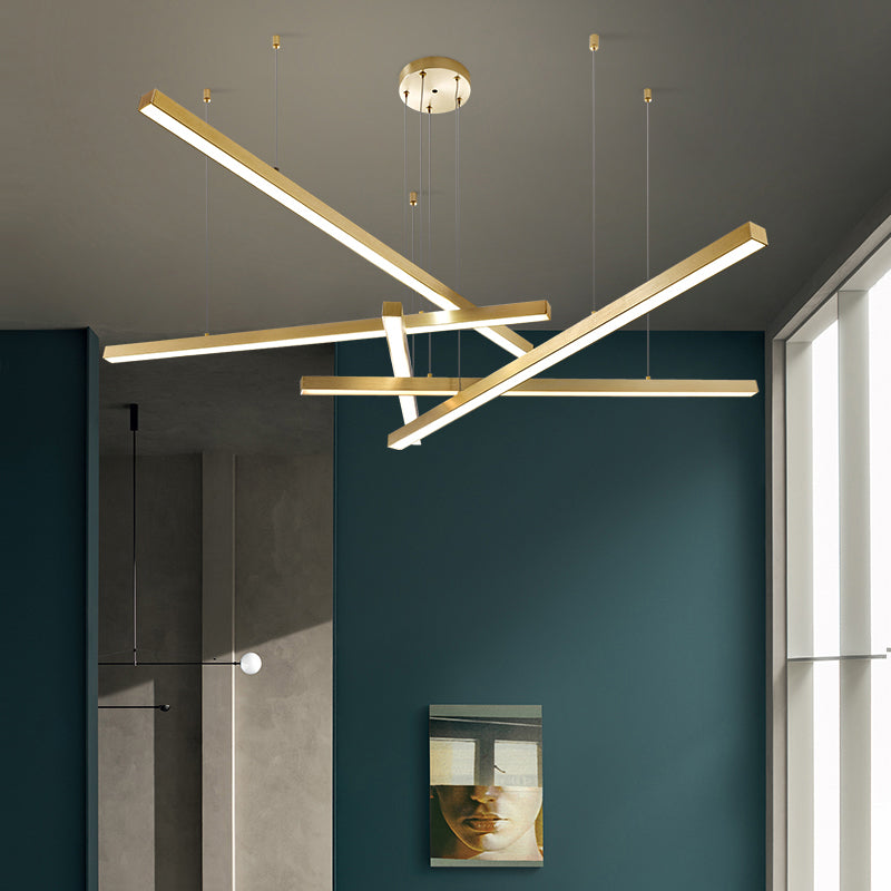 Illuminazione lampadario a forma di barla semplicità in metallo soggiorno a led luce del soffitto appeso