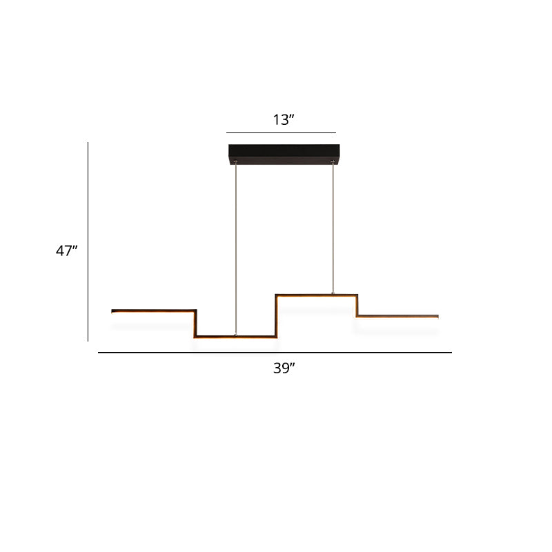 Line Art Metal Hanging Lamp Simplicity Black LED Island Lighting Fixture for Dining Room