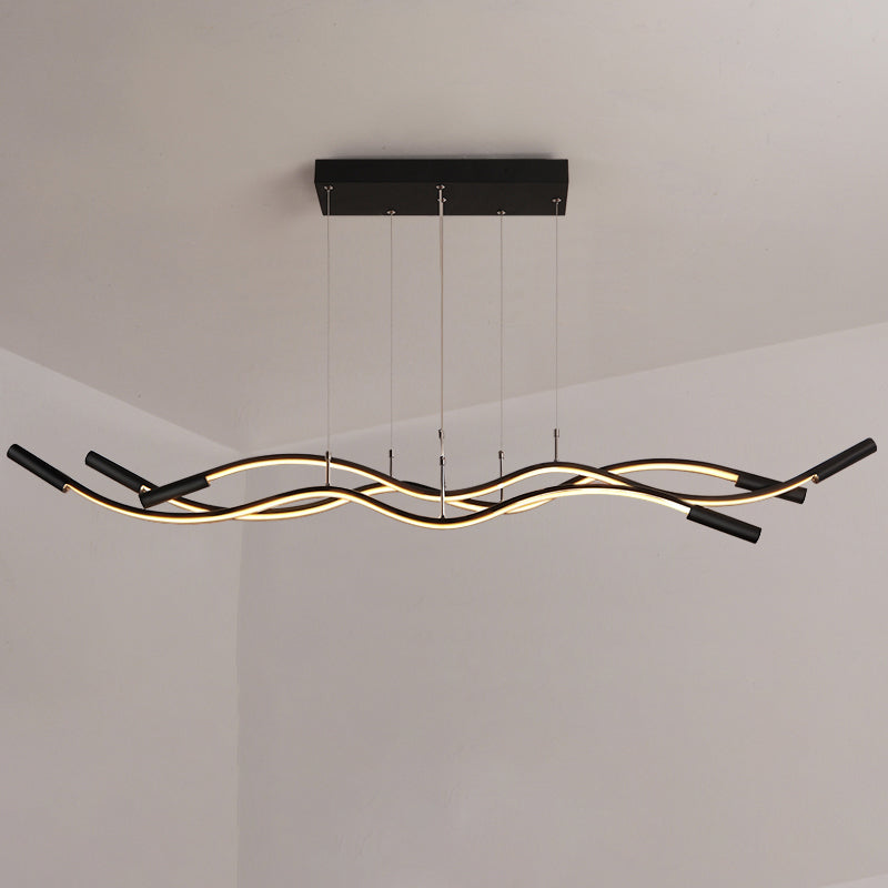 Minimalism Wave Shaped Pendant Lamp Aluminum Dining Room Island Lighting Fixture
