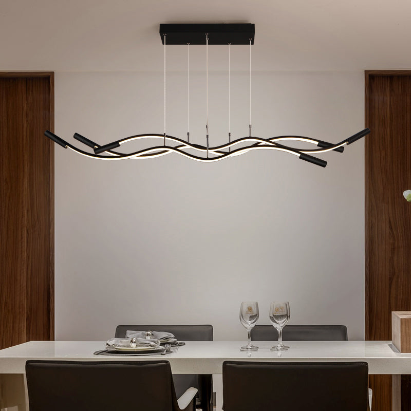 Minimalism Wave Shaped Pendant Lamp Aluminum Dining Room Island Lighting Fixture