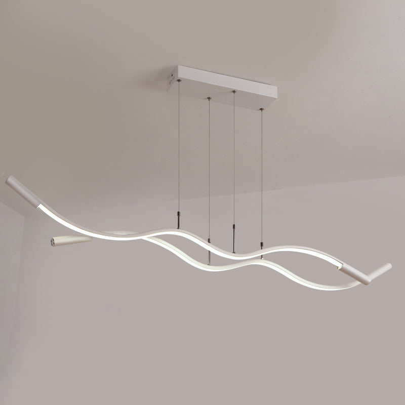 Minimalism Wave Shaped Pendant Lamp Aluminum Dining Room Island Lighting Fixture