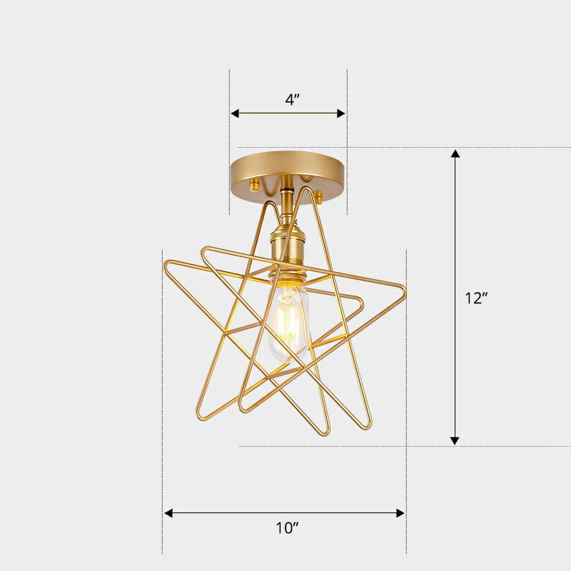 1 kop geometrische semi -flush light Noordse metalen plafond gemonteerde lamp voor gang