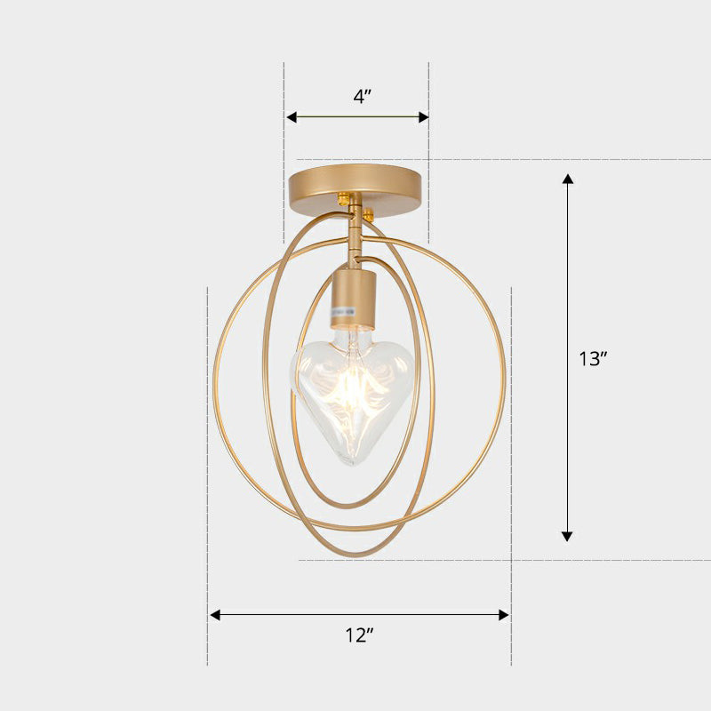 1 kop geometrische semi -flush light Noordse metalen plafond gemonteerde lamp voor gang