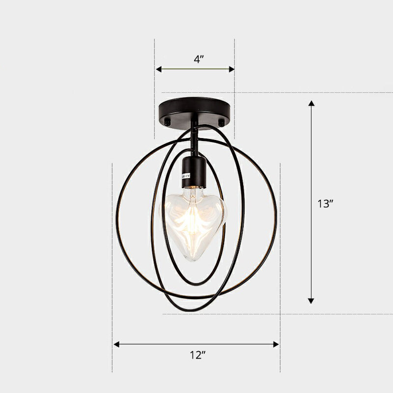 1 kop geometrische semi -flush light Noordse metalen plafond gemonteerde lamp voor gang