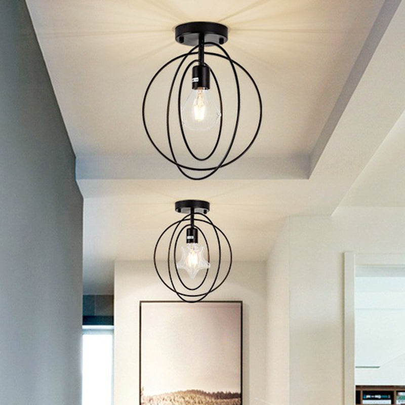 1 kop geometrische semi -flush light Noordse metalen plafond gemonteerde lamp voor gang