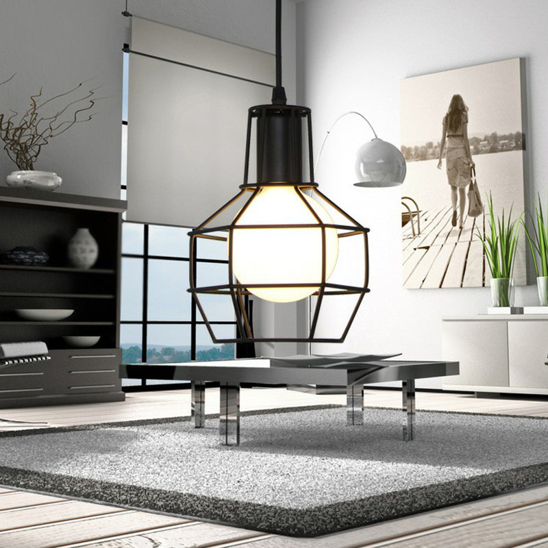 Lámpara de colgar de techo de dormitorio de jaula en forma de bola