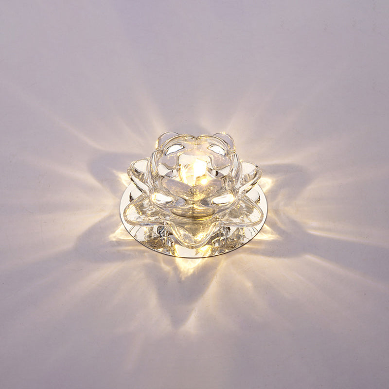 Projecteur Lotus LED Ceiling Fixture Modern Clear Crystal Living Room Flush Mount Lighting