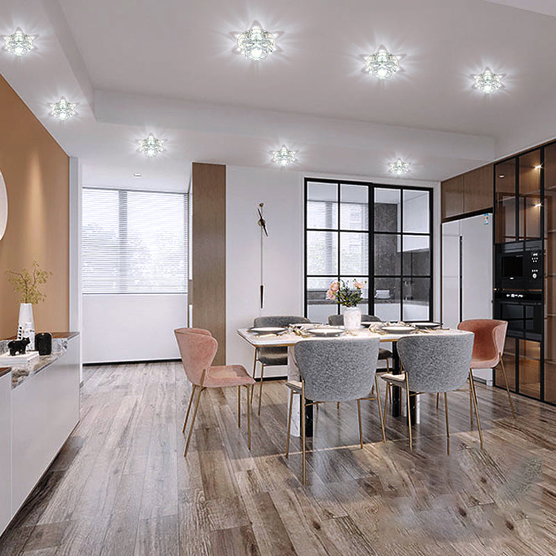 Projecteur Lotus LED Ceiling Fixture Modern Clear Crystal Living Room Flush Mount Lighting