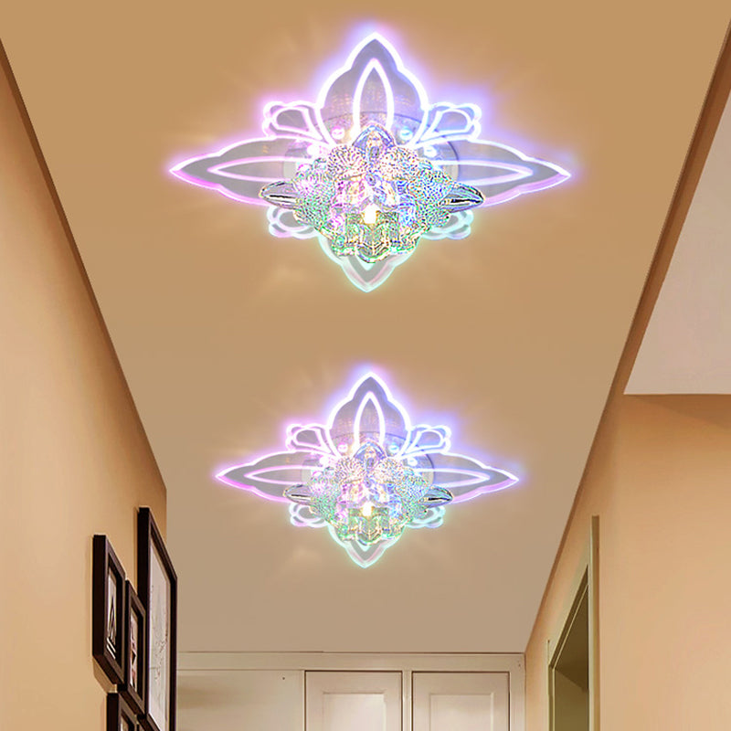 Plafonnier LED en forme de fleur de Style moderne, éclairage encastré en cristal pour foyer, avec pétales en acrylique transparent
