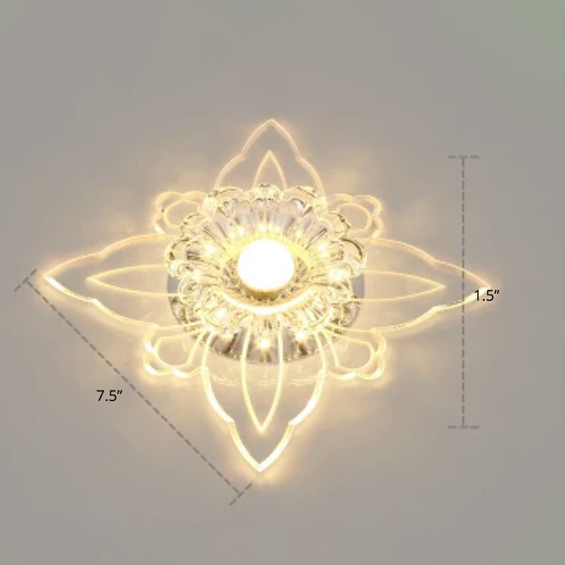 Floral Crystal LED Flushmount Lighting Contemporary Clear Flush Mount Ceiling Light für Hallway
