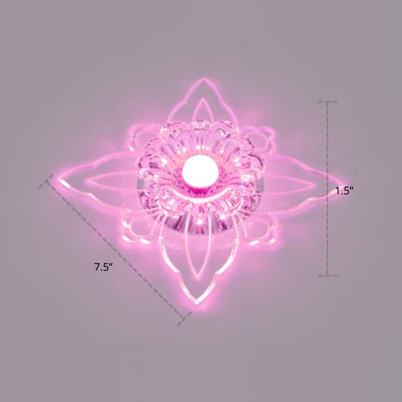 Floral Crystal LED Flushmount Lighting Contemporary Clear Flush Mount Ceiling Light für Hallway