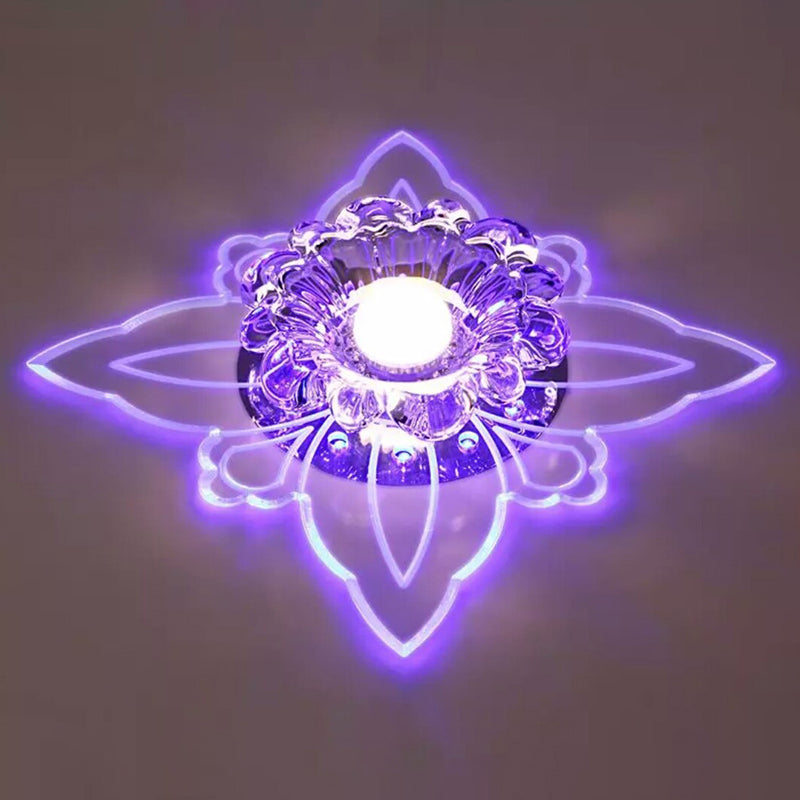 Floral Crystal LED Flushmount Lighting Contemporary Clear Flush Mount Ceiling Light für Hallway