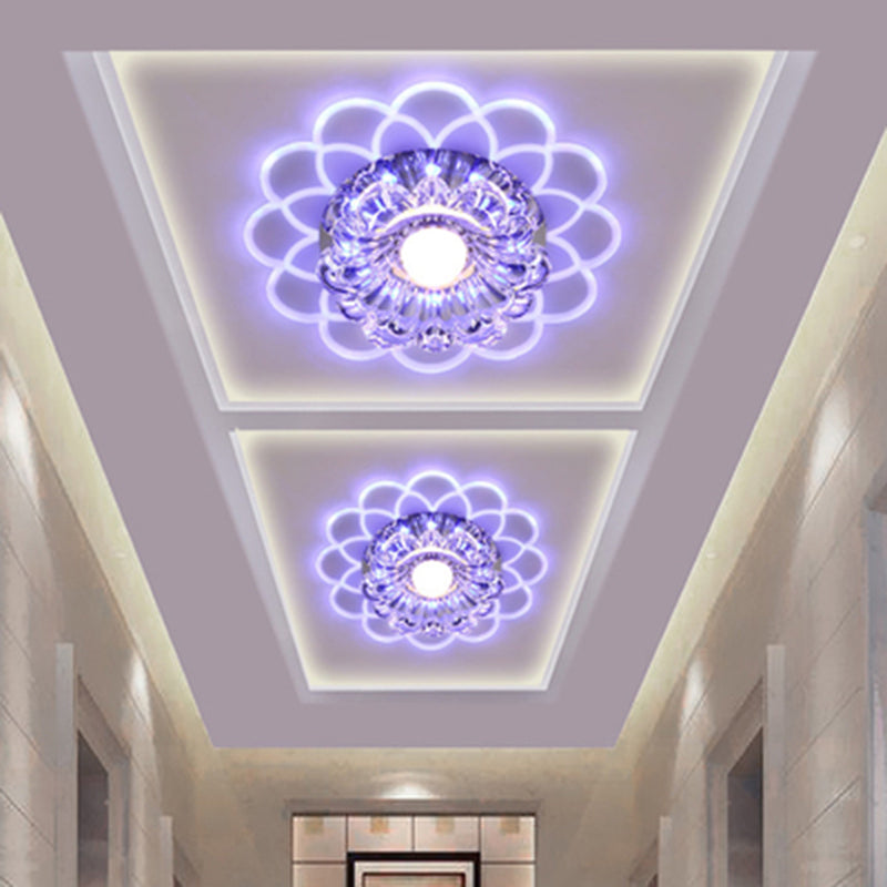 Scalloped Hall Flush Plafond Light Clear Crystal LED Modernist Flush-Mount Light Fixture