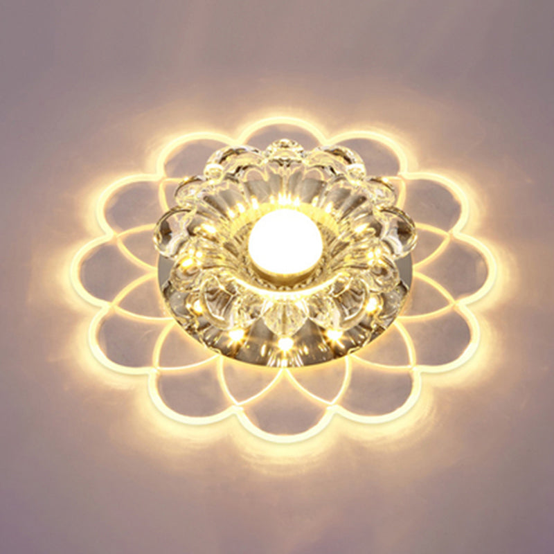 Scalloped Hall Flush Plafond Light Clear Crystal LED Modernist Flush-Mount Light Fixture