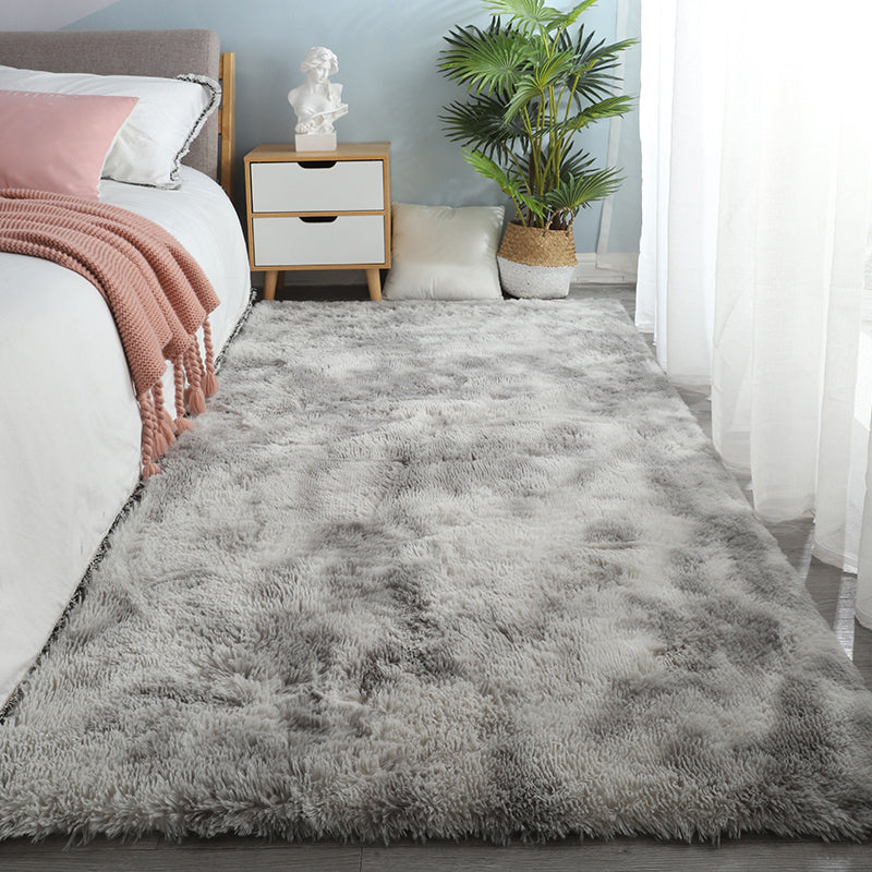 Contemporary Bedroom Rug Multi Colored Solid Color Indoor Rug Polyster Non-Slip Backing Pet Friendly Area Carpet