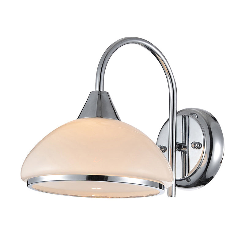 Bowl Shade Bedroom Wall Lighting Retro Frosted Glass 1-Head Nickle Wall Sconce Light