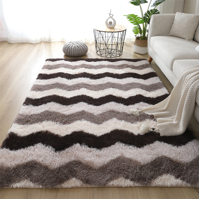 Casual Geometric Print Rug Multi Colored Polyster Indoor Rug Non-Slip Backing Pet Friendly Area Carpet for Living Room