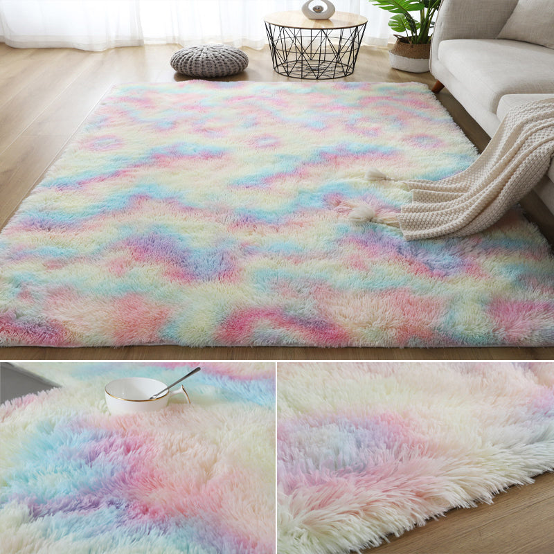 Casual Geometric Print Rug Multi Colored Polyster Indoor Rug Non-Slip Backing Pet Friendly Area Carpet for Living Room